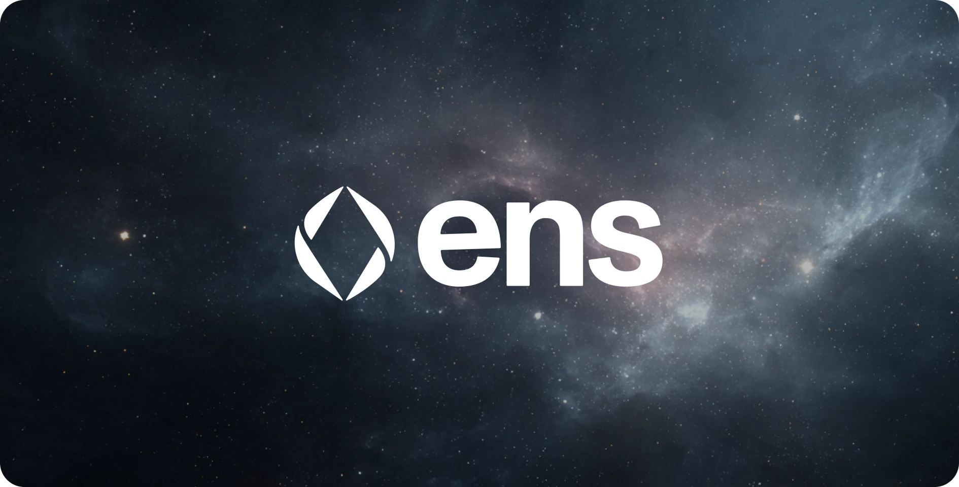 ENS (Ethereum Name Service) logo on a galaxy background